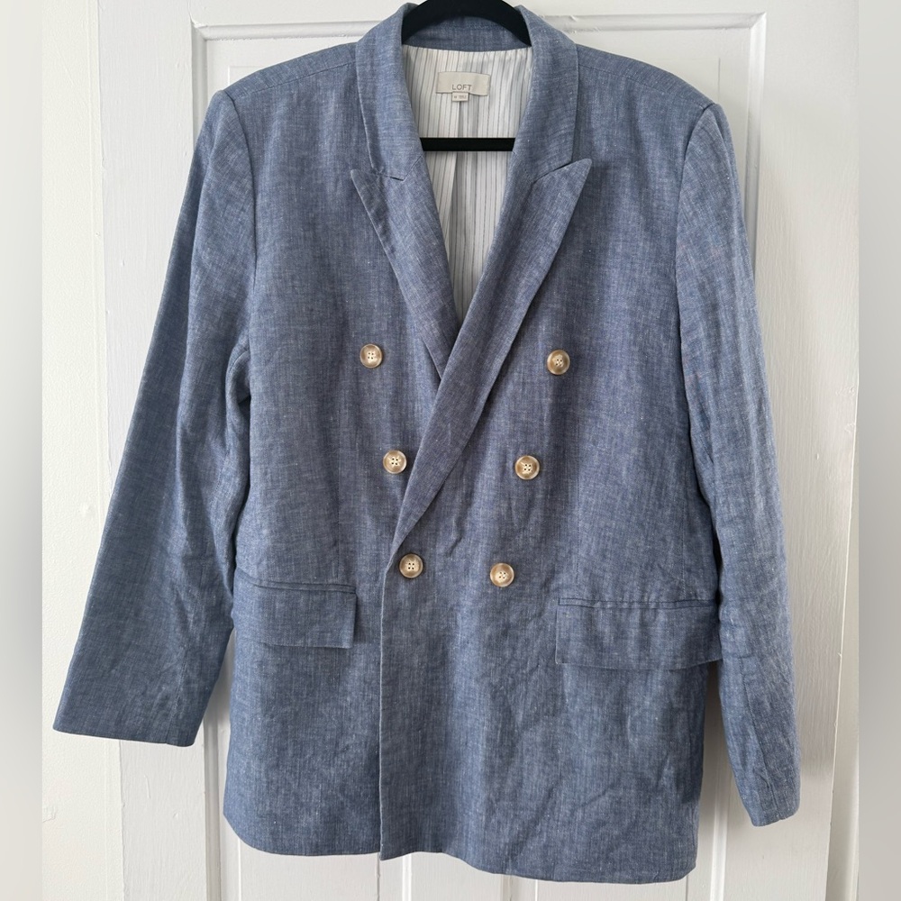 LOFT Lightweight Linen Blazer in Denim